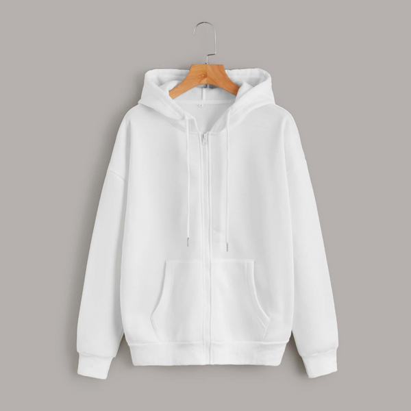 White Zipper Hoodie