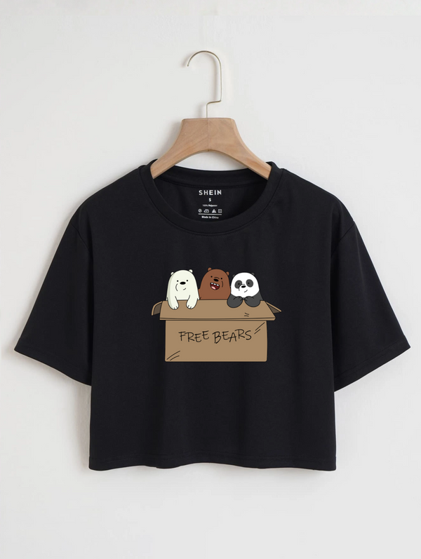 Black Free Bear's Crop Top