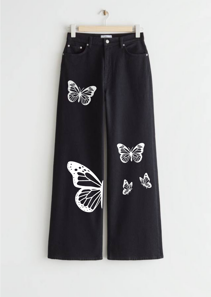 Printed wide leg with 5 butterflies T-shirt.pk