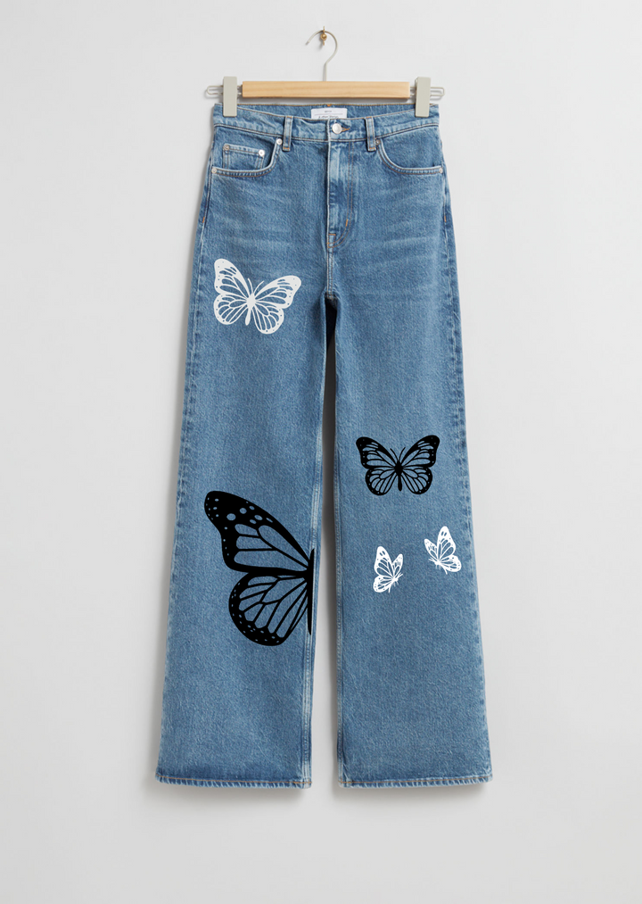 Printed wide leg with 5 butterflies T-shirt.pk