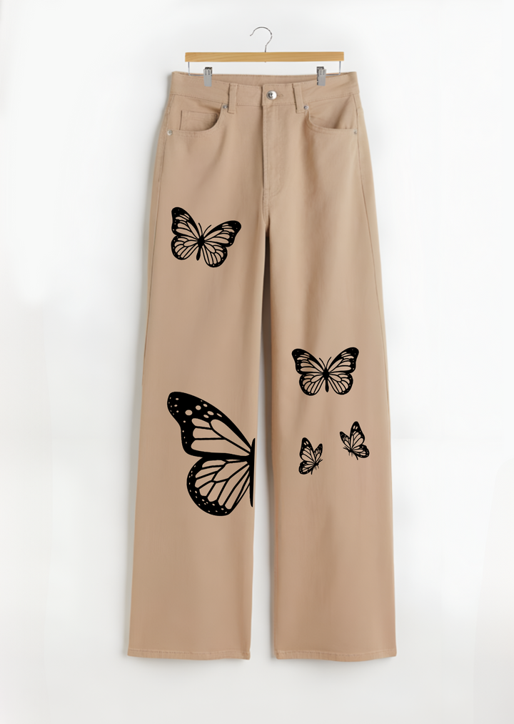 Printed wide leg with 5 butterflies T-shirt.pk