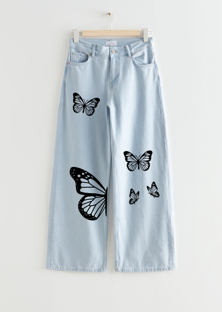 Printed wide leg with 5 butterflies T-shirt.pk