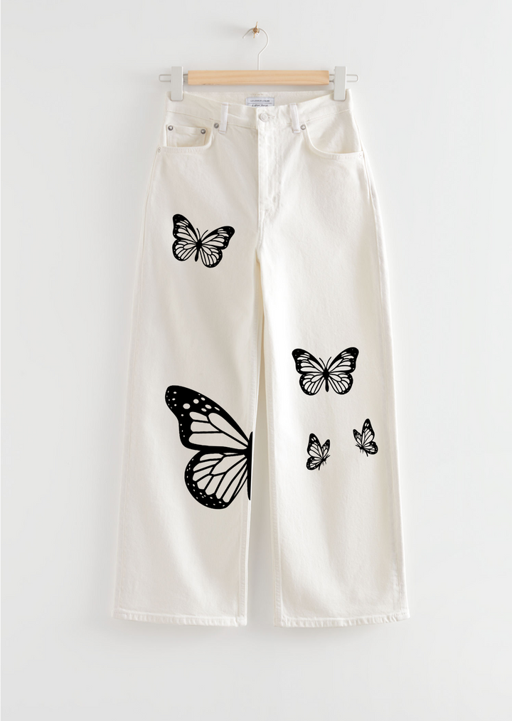 Printed wide leg with 5 butterflies T-shirt.pk