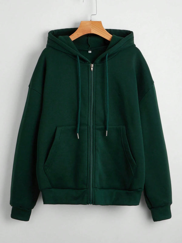 Bottle Green Zipper Hoodie