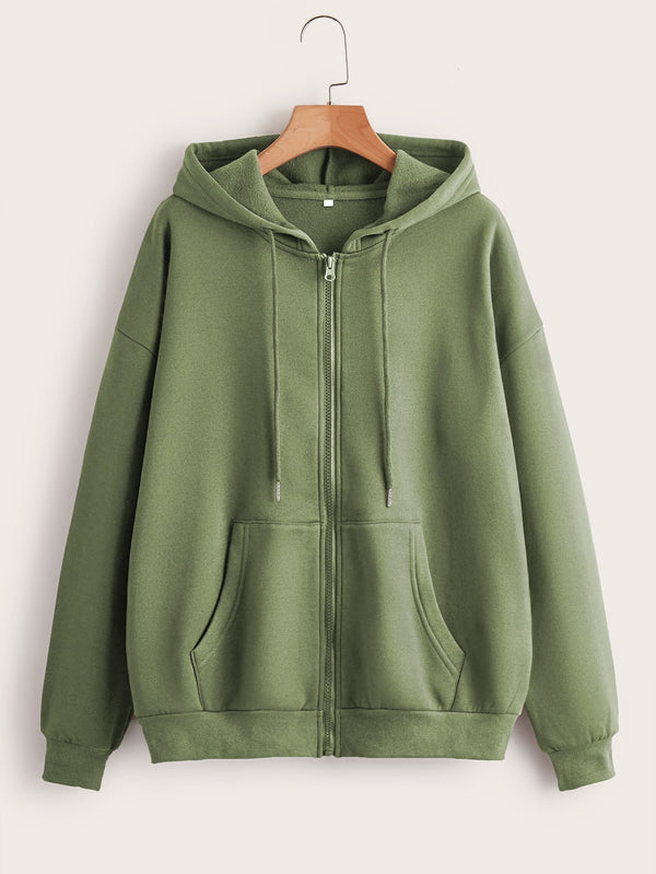 Olive Green Zipper Hoodie