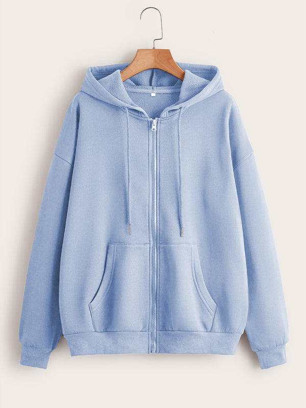 Sky Blue Zipper Hoodie