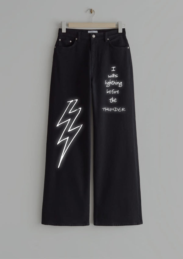 Black lightning Wide leg Jean's T-shirt.pk