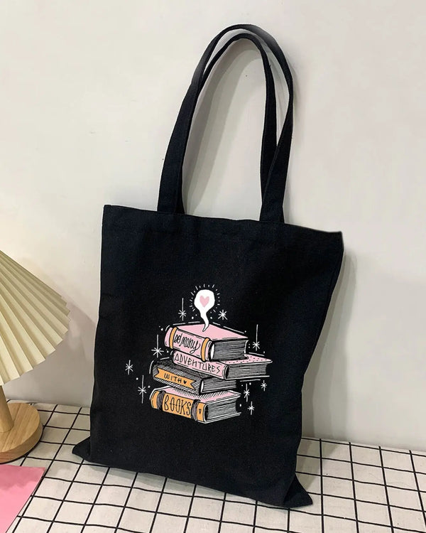 BLACK BOOKS PRINTED TOTE BAG T-shirt.pk