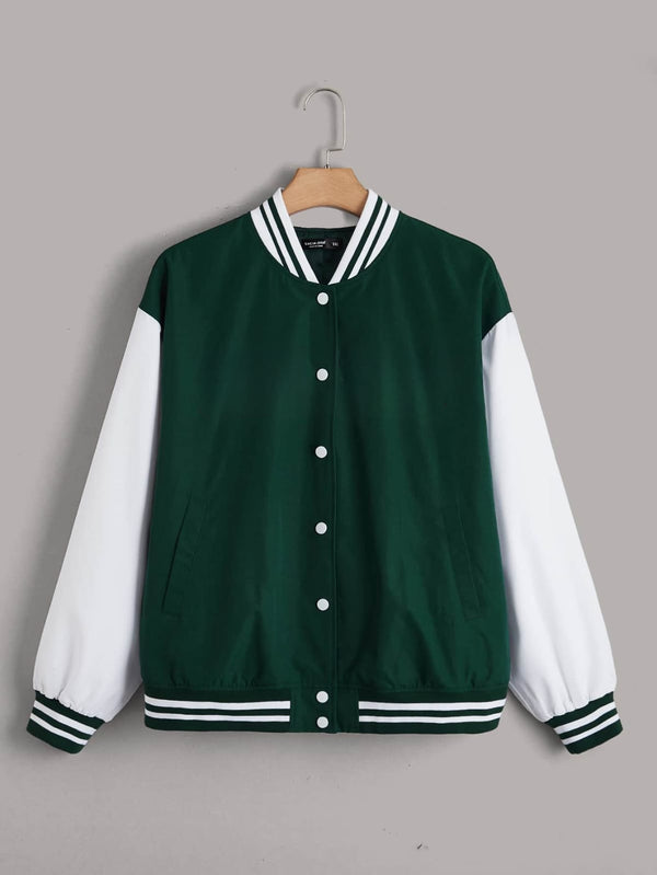 Bottle green Varsity Jacket Plain