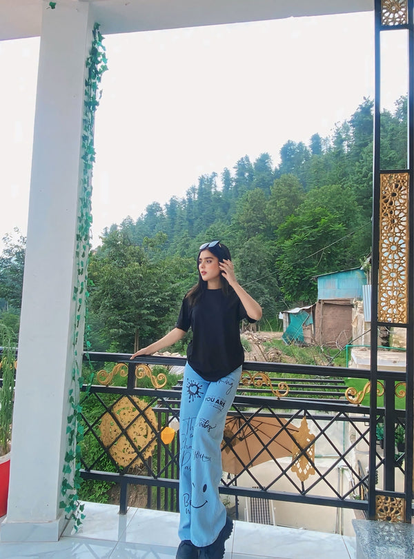 Light Blue Jeans This Too Shall Pass Print