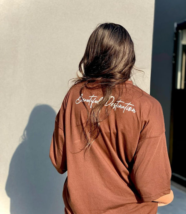 Brown oversized plus dropped shoulder T-shirt.pk