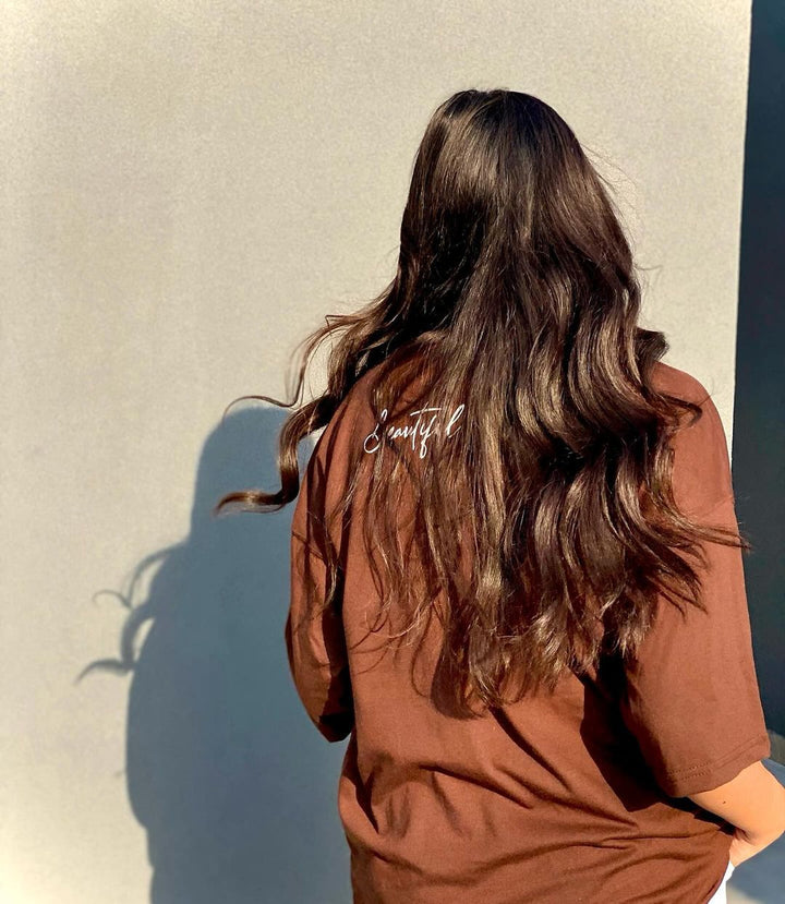 Brown oversized plus dropped shoulder T-shirt.pk