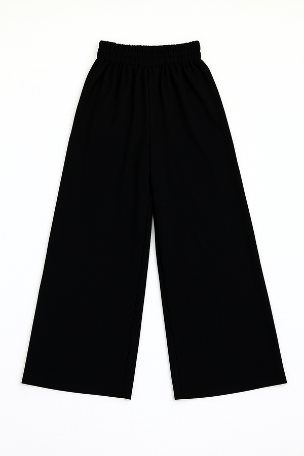 Classic Black Palazzo Pants with Waist Elastic Trouser