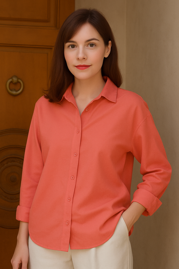 Coral Colour Button Down Shirt