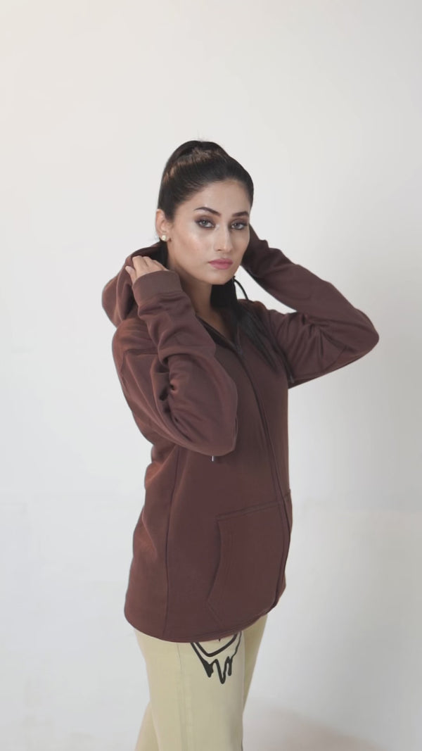 Brown Classic Zipper Hoodie