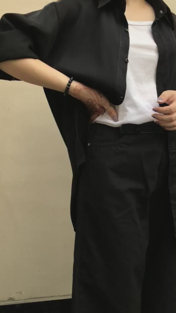 Black Plain Wide leg Jean's