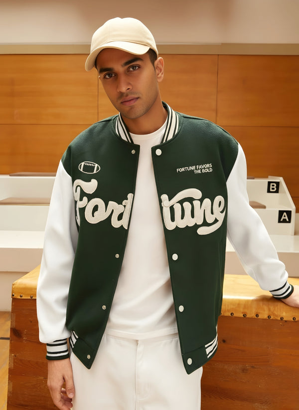 Fortune Varsity Jacket | Forest Green Edition